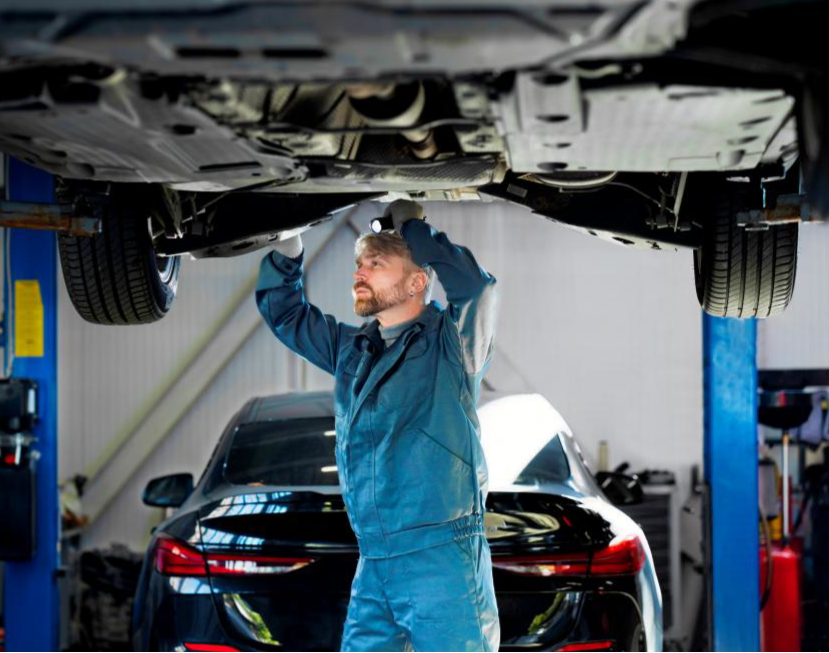 mechanic expert examines vehicle